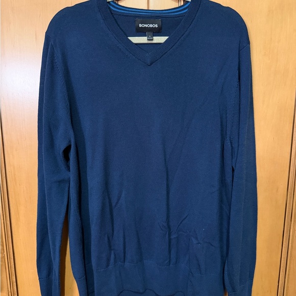 Bonobos Men's Deep Blue V-Neck Sweater - Picture 1 of 3